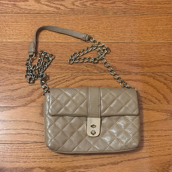 Jaeger Quilted Leather Bag Beige Tan Small Clutch Crossbody Kate Middleton Pippa - Picture 3 of 16